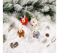 Fdit Décorations à Suspendre pour Arbre de Noël, Ornements de Vacances, Pendentifs pour Arbre de Noël, 4 Pièces en Feutre, Visage en Bois de Cerf, Breloque D'élan pour Décoration de