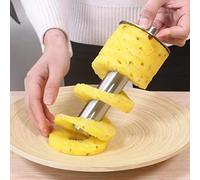 Fdit Découpeur D'ananas en Acier Inoxydable, Outil de Tranchage avec Poignée Confortable pour Retirer le Cœur et Trancher Facilement (YELLOW)