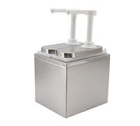 Fdit Dispensateur de Sauce en Acier Inoxydable, Distributeur de Pompes à Sirop de Station de Condiment avec une Tête de Pression Rotatif de capacité de Compression de 30 Ml pour la (Pompe double 1L)