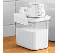 Fdit Distributeur de Détergent à Lessive de 1100 Ml, Récipient Adoucissant en Plastique Transparent avec Couvercle Amovible, pour Dortoir à Domicile