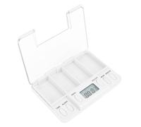 Fdit Distributeur de Médicaments Numérique Intelligent avec Fonction de Rappel Précis pour la Gestion Quotidienne des Médicaments, Organisateur de Compact pour Personnes âgées, Pile Bouton (WHITE)