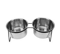Fdit Double Bols pour Chiens en Acier Inoxydable, avec Support, incliné à 15 Degrés, Mangeoire Surélevée pour Animaux de Compagnie, sans Pointe, Support en Fer pour Chiens et Chats de