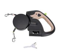 Fdit Double Laisse Rétractable pour Chien, Double Tête avec Veilleuse, Verrouillage de sécurité pour Promener Deux Animaux de Compagnie, Petits et Moyens Chiens, Plusieurs Familles
