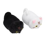 Fdit Doux et Mignon Chat de Dessin animé en Peluche Poupée en Peluche Blanc Noir Coussin 2 Pièces Ensemble D'oreillers de Chat pour Le Travail de Voyage Matériau en Coton Doux pour la Peau