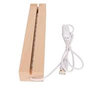 Fdit Éclairage LED Bases Stand élégant en Bois pour Acrylique en Verre , Piédestal D'interface USB pour Poids Papier de Bijoux, Base de Feux D'art Bois Massif (18cm)