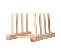 Fdit Égouttoir à Vaisselle Compact en Bois de Pin, Rangement D'assiettes en Bois de Bambou pour Les Petits Espaces (3 grilles 18cm)
