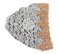 Fdit Emballage de Tête Turban Musulman élégant Conception Perlée en Velours Brillant Confortable Respirable Extensible pour Le Culte de l'usure Quotidienne (Gris Gris argenté)