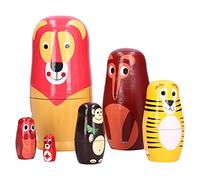 Fdit Enfants Jouet & Décoration De La Maison Mignon Forêt Animaux Motif 6 Poupées À La Main en Bois Nesting Poupées Grand pour Halloween Anniversaire Noël