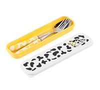 Fdit Ensemble Cuillère et Fourchette en Acier Inoxydable, Vaisselle à Finition Brossée de 7,6 Pouces avec Boîte de Rangement, Ustensiles de 2,5 Mm D'épaisseur pour la Maison, le (YELLOW)