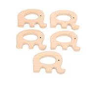 Fdit Ensemble D'Anneaux de Dentition en Bois Naturel pour bébé, 5 Pièces, Jouets de Dentition en Bois de Hêtre Massif pour Nourrissons de 0 à 12 Mois, Anneaux à Mâcher Sensoriels (éléphant)