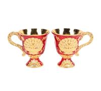 Fdit Ensemble de 2 Gobelets Vintage, Calice Décoratif en Métal gaufré Paon avec Poignée pour Centre de Table de Fête de Mariage