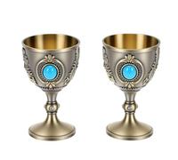 Fdit Ensemble de 2 Tasses à Gobelet en Incrustés de Turquoise avec Base Florale de Style Palais Européen pour Cadeau de Mariage, Décoration de la Maison, Ustensiles de Service