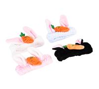 Fdit Ensemble de 4 Bandeaux Polyvalents avec Oreilles de Carotte, Bandeau Doux avec Oreilles de Lapin pour le Bain et Masque Facial, adapté aux Costumes de Fête de Pâques, Tissu Noir/blanc/bleu/rose