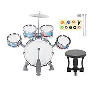 Fdit Ensemble de Batterie pour Enfants, Instrument de Musique éducatif pour Garçons, Kit de Batterie de Dessin animé avec 5 Tambours et 1 Cymbale pour 1 à 6 Ans, Matière Plastique Respectueuse de