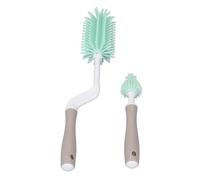 Fdit Ensemble de Brosses à Biberons pour Nourrissons, Nettoyant en Silicone Durable, Brosse Rotative à 360 Degrés pour Verres à Vin, Becs de Théière (2 pièces) (Green)