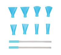 Fdit Ensemble de Buses de Soufflage de Paille en Acier Inoxydable, 8 Buses en Plastique et 2 Pailles pour L'art de Coulée Acrylique, Outil D'art Fluide pour les Techniques de (BLUE)