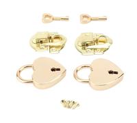Fdit Ensemble de Cadenas et Moraillon en Forme de Cœur Antique pour Boîtes en Bois, Construction en Alliage de Zinc, Kit de Loquet Complet pour L'artisanat, les Coffrets à Bijoux et (YELLOW)
