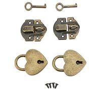 Fdit Ensemble de Cadenas et Moraillon en Forme de Cœur Antique pour Boîtes en Bois, Construction en Alliage de Zinc, Kit de Loquet Complet pour L'artisanat, les Coffrets à Bijoux et (Bronze)