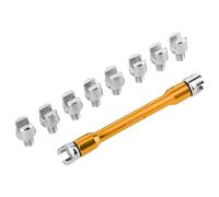 Fdit Ensemble de Clés à Rayons de Moto, CNC Aluminium Spanner avec 10 Pointes Interchangeables de 5,0 à 6,8 Mm 93 Mm de Longueur Universal Spoke Minpple Tool pour la Plupart des (B (doré))