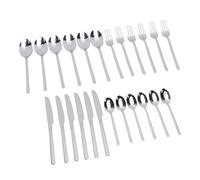 Fdit Ensemble de Couverts en Acier Inoxydable 24 Pièces, Finition Polie Miroir, Poignées Allongées élégantes, Ensemble Complet D'ustensiles pour les Réunions, adapté à Diverses (SILVER)