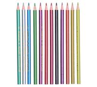 Fdit Ensemble de Crayons de Couleur Professionnels, 12 Pièces, Crayons de Dessin Artistiques Vibrants 17,5 Cm pour Ombrage, Livres de Coloriage pour Adultes, Enfants, (plomb de couleur métallique)