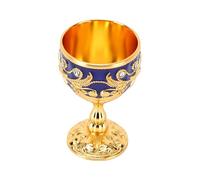 Fdit Ensemble de Gobelets en émail Vintage, 2 Pièces, Tasse à Vin Décorative en Strass pour Décoration de Fête de Mariage avec Gravures Florales or Bleu