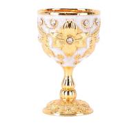 Fdit Ensemble de Gobelets en Relief Vintage de 2, Tasse Blanche en Métal doré avec Gravure Florale en Strass pour le Jus de Vin D' de de Mariage