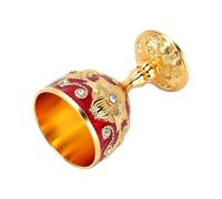 Fdit Ensemble de Gobelets en Relief Vintage de 2, Tasses à Vin en Métal Rouge doré avec Strass Floral 3D pour Jus D'alcool de de Mariage