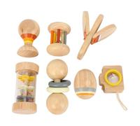 Fdit Ensemble de Hochet en Bois coloré pour bébé avec 7 Pièces de Jouets D'entraînement Sensoriel pour L'apprentissage Précoce, adapté à L'entraînement à la Préhension des Bébés en Bois de Cerisier