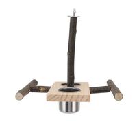 Fdit Ensemble de Mangeoire à Suspendre avec Support de Perchoir en Bois Pratique pour Calopsittes, Tasses en Acier Inoxydable, Distributeur de Nourriture pour Oiseaux avec Support de Perchoir en