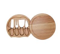 Fdit Ensemble de Planches à Fromage élégantes, Kit de Planche à Fromage en Bois D'hévéa Durable avec 4 Outils en Acier Inoxydable pour les Réunions de Famille