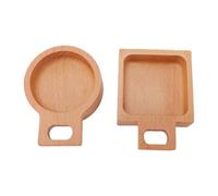 Fdit Ensemble de Plats à Sauce en Bois, 2 Petits Bols à Tremper Ronds et Carrés