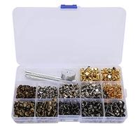 Fdit Ensemble de Rivets en Cuir 363 Pièces, Kit de Rivets en Cuir en Laiton à 2 Capuchons avec Outils D'installation pour Ceintures, Vestes, Sacs à Dos et Bricolage Artisanal