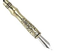Fdit Ensemble de Stylos à Plumes, Outil D'écriture de Stylo de Calligraphie avec 5 Plumes Remplaçables et Design de Rétro pour étudiants, Cadeau, écriture de Lettres, Dessin (argent coupé)