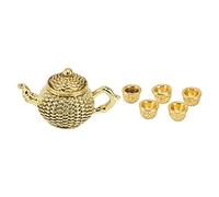 Fdit Ensemble de Théière Miniature pour Maison de Poupée 1:12, Théière en Alliage Exquis, Tasse à thé, Accessoires de Cuisine pour Scène de Maison de Poupée, Cuisine/Salle à Manger, Jouets pour
