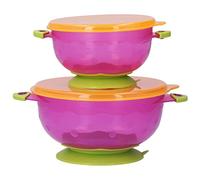 Fdit Ensemble de Ventouses pour bébé BPA avec Couvercle, Poignée Anti-brûlure, Bols Auto-alimentés 2 Pièces, Convient aux Bébés/tout-petits, Matériau PP + Silicone