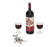 Fdit Ensemble de Vin Rouge pour Maison de Poupée à L'échelle 1/12, Bouteilles de Vin et Verres Miniatures en Résine avec Ouvre-Bouteilles en Métal pour Maison de Poupée, Mini