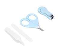 Fdit Ensemble D'Ongles pour bébé 4 Pièces, Ensemble de Limes à Ongles pour bébé avec Ciseaux, Lime à Ongles, Pincettes Rondes, Coupe-ongles, Bleu pour Nouveau-nés