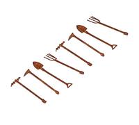 Fdit Ensemble D'outils de Jardin Miniatures Rouillés, Pelle, Houe, Fourche, Accessoires de Bricolage, Matériaux en Fer, Décoration de Scène de Maison de Poupée (4 Outils)