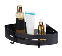 Fdit Étagère d'angle, Support de Rangement à Double Couche en Aluminium avec Conception Creuse et Crochets Séparés, pour Salle de Bain, Cuisine, Chambre à Coucher