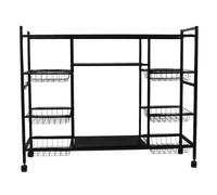 Fdit Étagère de Rangement sur Pied en Acier au Carbone, Support de Rangement de Cuisine Multifonctionnel avec roulettes, Panier D'égouttage pour Casseroles, Bols, Plats, épices, Ondes pour Une