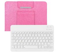 Fdit Étui pour Clavier, Clavier de Tablette Bluetooth 10 "+ étui en Cuir PU, Clavier Bluetooth sans Fil Amovible avec Support, pour Android, pour iOS, pour Windows, Rose(10")