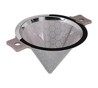 Fdit Filtre à thé, Passoire Conique en Acier Inoxydable à Double Oreille en Forme de Cône avec Poignée en Silicone tissé sergé pour le café, les Feuilles de thé, le Lait et le