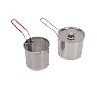 Fdit Friteuse, Petite avec Panier et Couvercle | Acier Inoxydable 304, Compact, pour Frites, Poulet, Crevettes, Poisson, Tempura, Compatible avec Cuisinière, Facile à