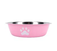 Fdit Gamelle pour Chat en Acier Inoxydable, Mangeoire Intérieure en Métal Antirouille avec Couche Extérieure en Polyrésine et Base en Caoutchouc Antidérapante pour Animal de Compagnie (18cm)