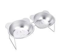 Fdit Gamelles Surélevées Inclinées pour Chat, Angle de 15 Degrés, Double Bol en Acier Inoxydable, Mangeoires Surélevées pour Chats et Chiens avec Protection du Cou, Base Antidérapante (Chaton)