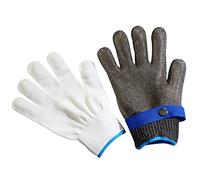 Fdit Gants de Cutrésiement 2PCS, Gants de Travail en Nylon en Nylon en Acier Inoxydable avec Poignet Réglable pour la Viande de Cuisine Utilisation Industrielle (GRAY)