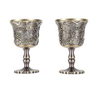 Fdit Gobelet à Vin en Métal Vintage, 2 Pièces, Tasse à Boire Rétro en Bronze gaufré avec Base Large et Lisse pour Décoration de Mariage à Domicile, Fête
