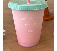 Fdit Gobelet en Plastique de Style Novateur Solide et Durable avec Couvercle en Paille pour Boire en été, Cadeau pour Petite Amie/femme/maman/pratique et Beau (Café d'été 470ml)