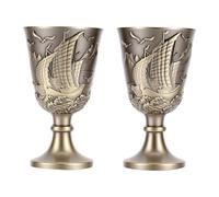 Fdit Gobelets en Métal, Coupes Vintage Bronze 2 Pièces avec Relief de Navire, for Usage Cérémonie